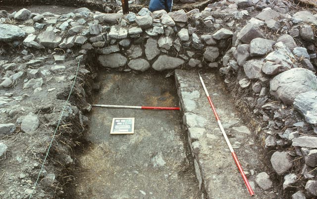 <p>Remains of the castle at Finlaggan </p>