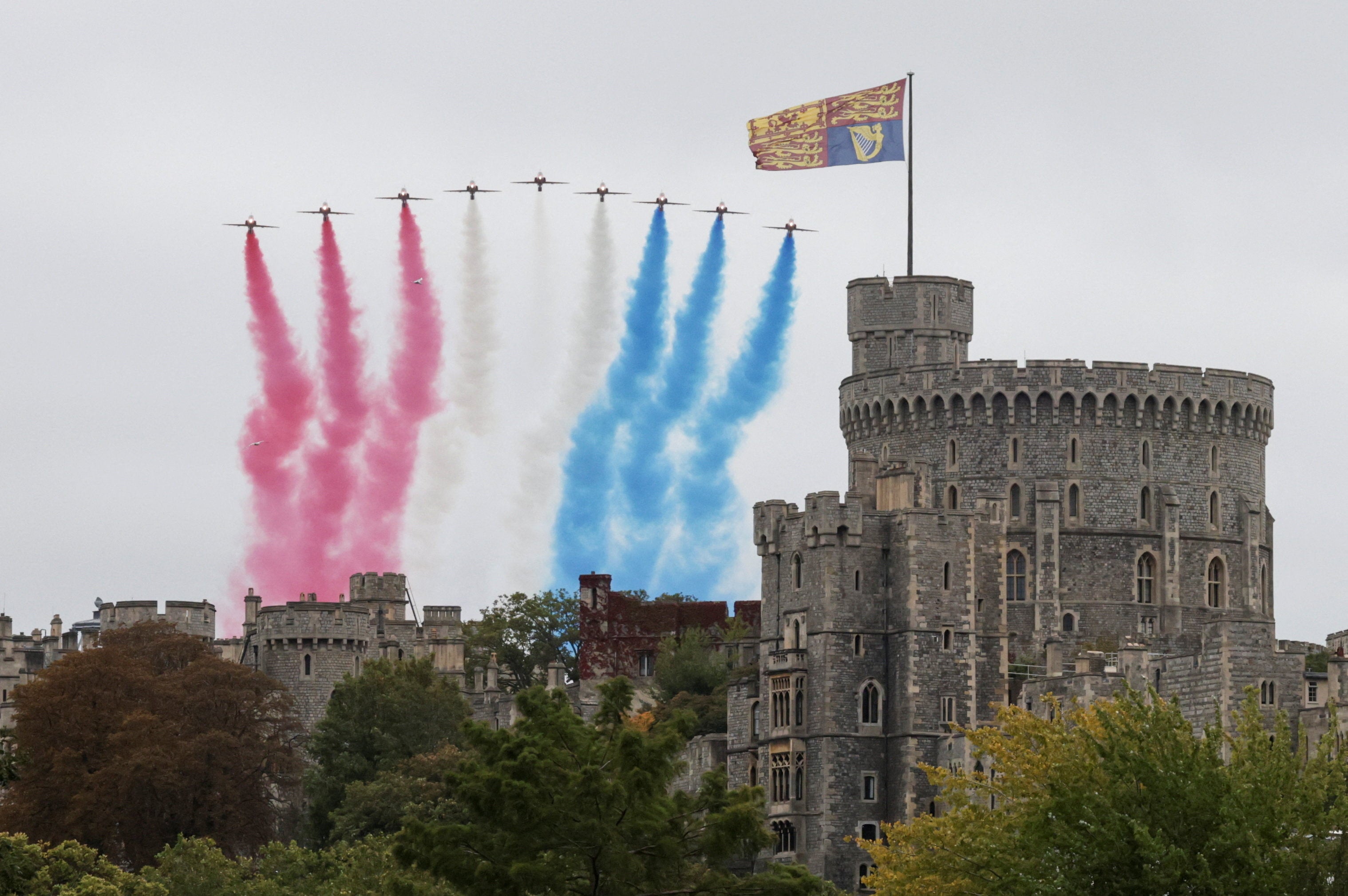 The Red Arrows flew over Windsor Castle