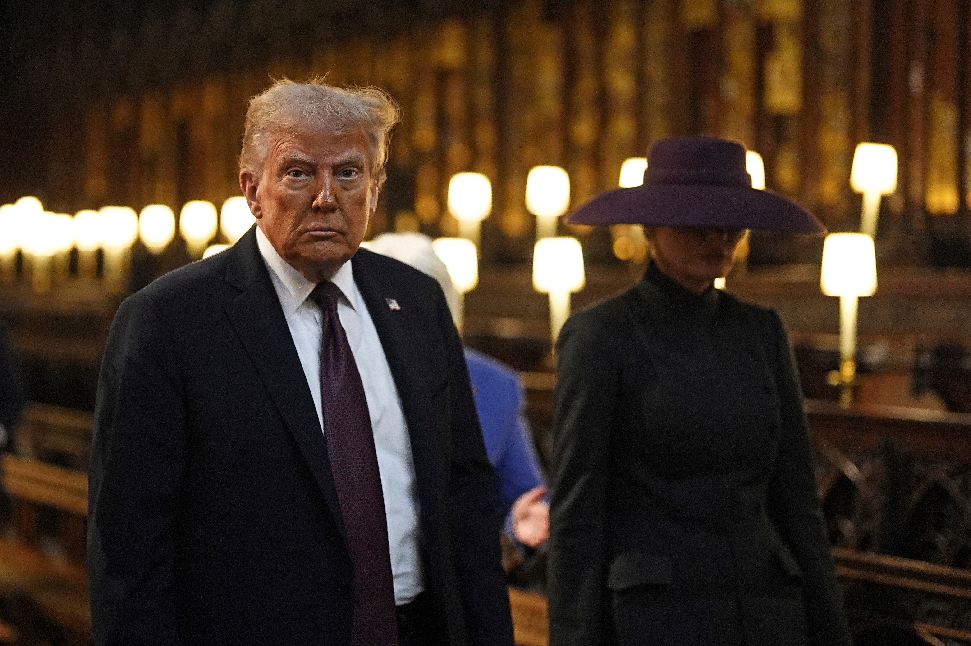 <p>President Donald Trump and first lady Melania Trump visit St George’s Chapel at Windsor Castle</p>