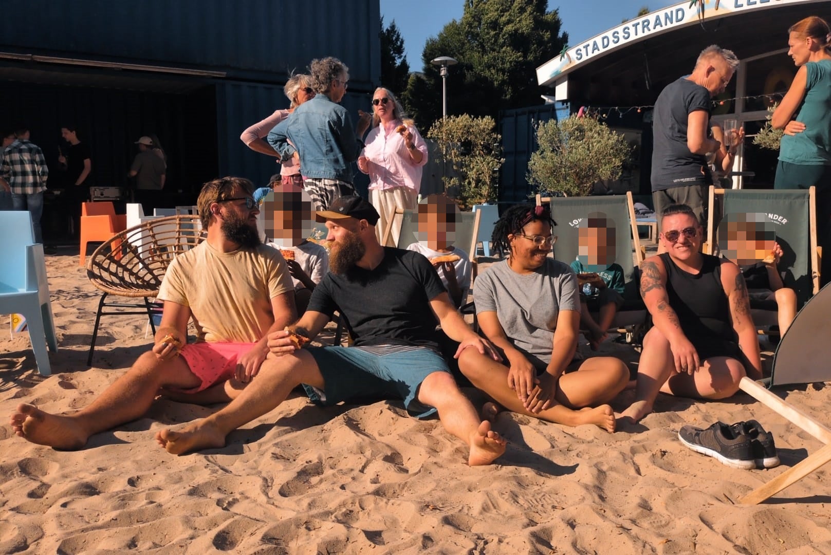Jey Poston, right, at the Leeuwarden family Pride event in the Netherlands this July. Poston flew from Atlanta, Georgia to Amsterdam in January, carrying 35lb of printed-out evidence that he felt proved that the U.S. was no longer safe for him