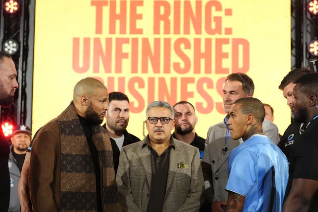 <p>Chris Eubank Jr, left, accused Conor Benn, right and Eddie Hearn of dirty tactics in their first bout (Adam Davy/PA)</p>