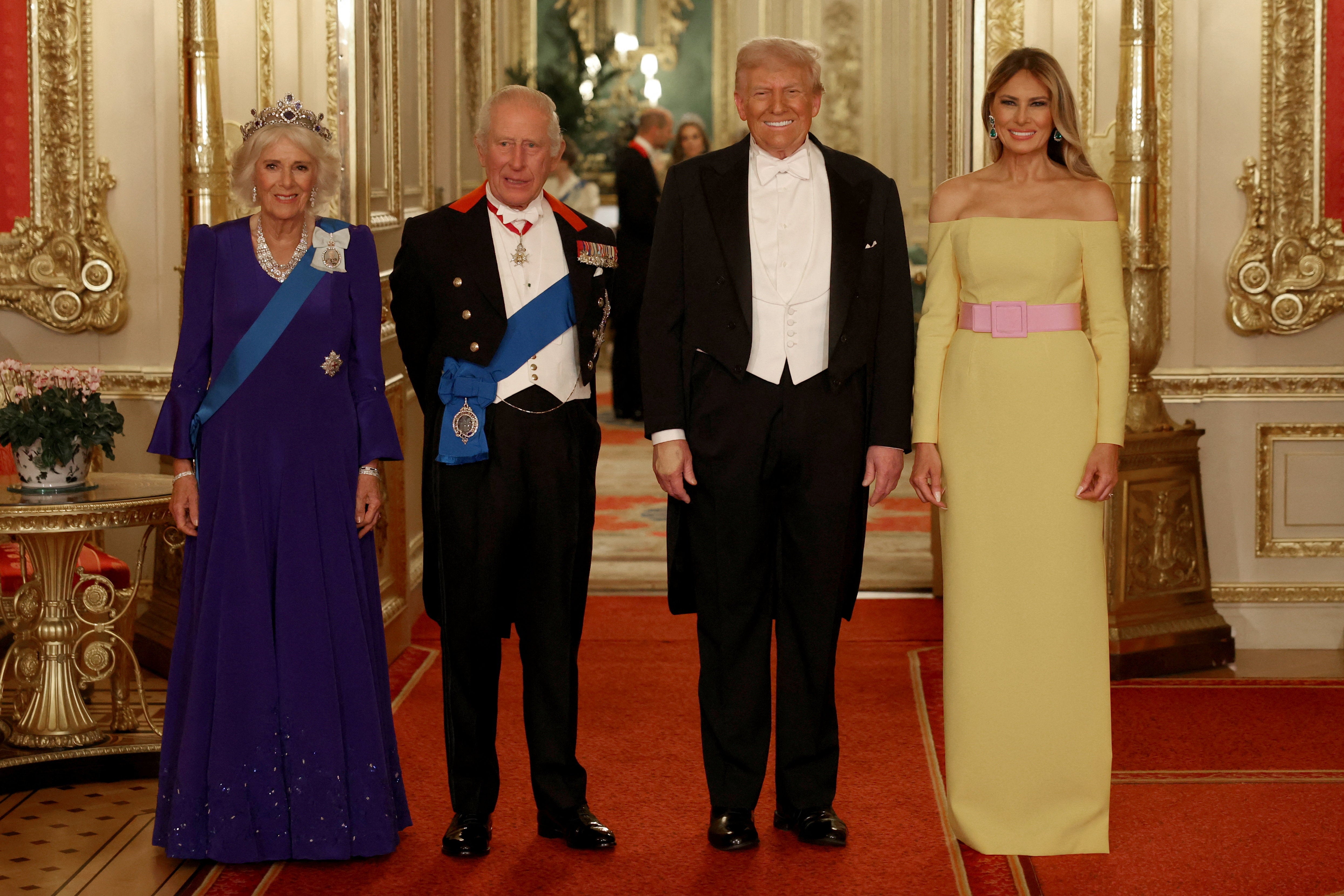 In the state feast with Charles and Camilla, Donald and Melania Trump (Phil Noble/PA)