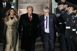 US President Donald Trump and First Lady Melania Trump arrive at the Stansted Airport in Essex before the US President's second state visit to England