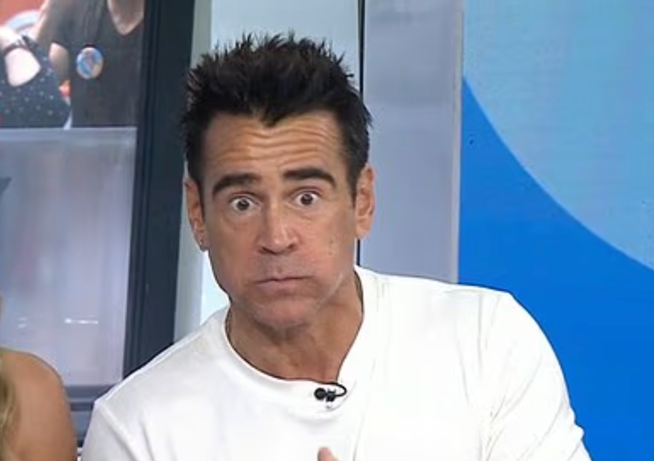 <p>Colin Farrell after accidentally swearing on the Today Show</p>