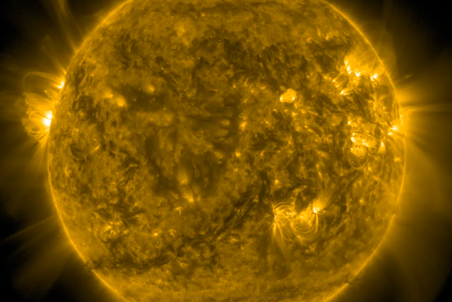 <p>Nasa’s Solar Dynamics Observatory captured this image of the sun on 9 September 2025</p>