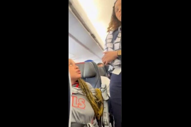 <p>Passenger facing federal charges after allegedly becoming so disruptive while flying home that she was restrained in flex cuffs and duct-taped to her seat</p>