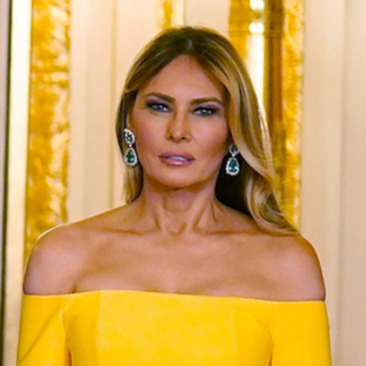 Melania Trump's yellow dress and purple belt combo sparks colour debate what do you see? | The Independent Melania Trump's yellow dress and purple belt combo sparks colour debate what do you see? | The Independent