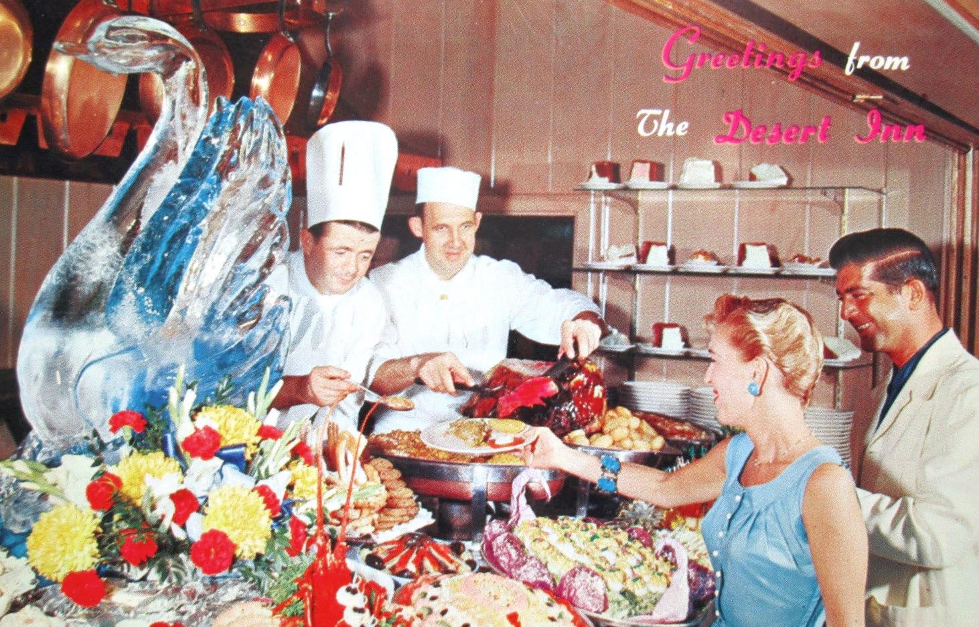 <p>Diners at the Desert Inn buffet in 1953. Buffets have long been part of the appeal of Las Vegas</p>