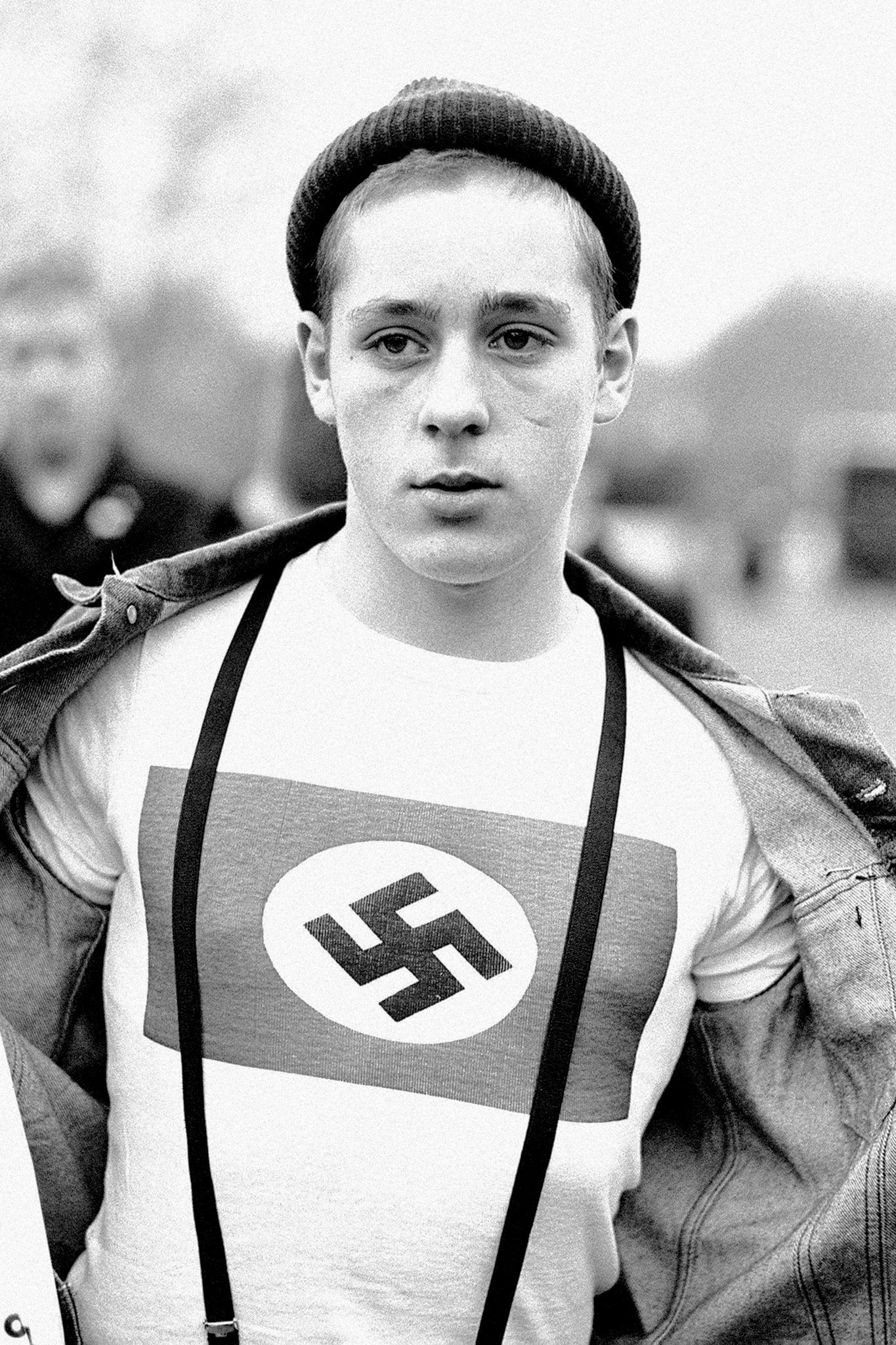 True colours revealed on a British Movement march in London in 1980. Far-right rallies have seemingly become more legitimised in the years since