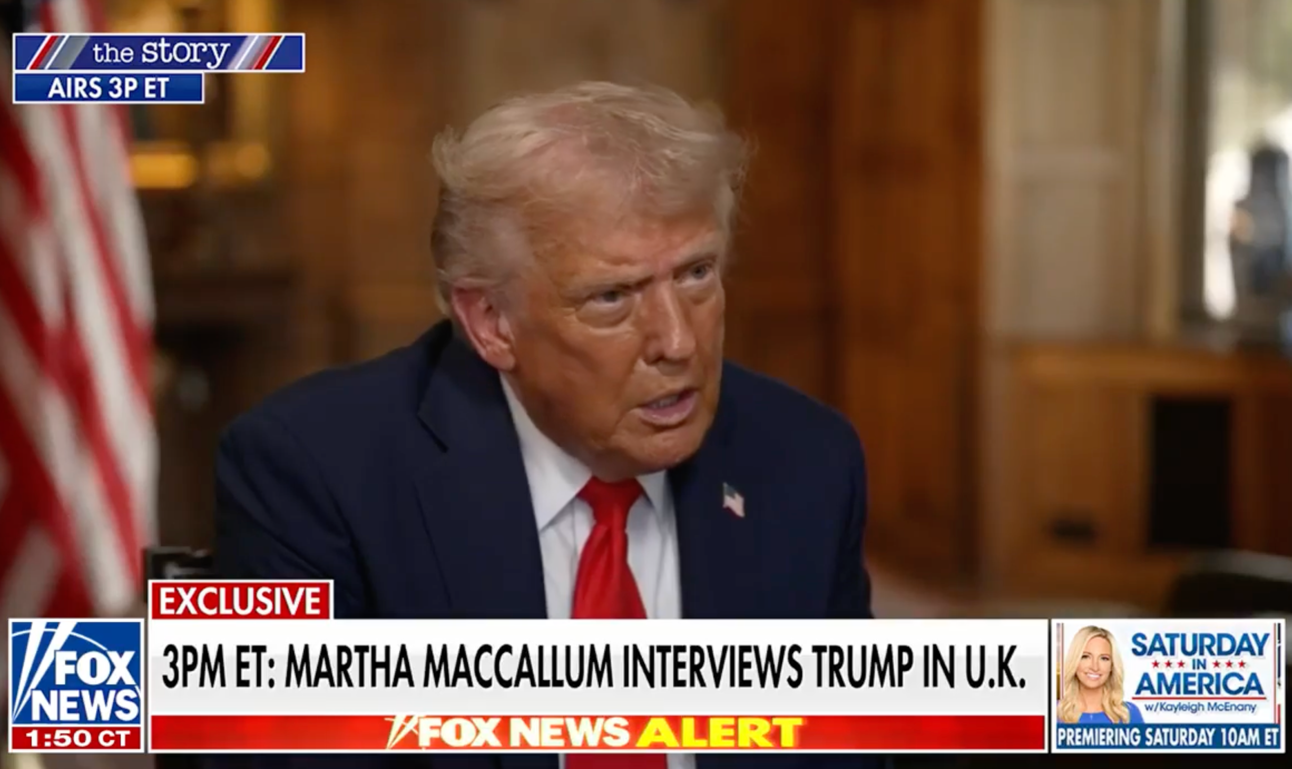 President Donald Trump speaks to Fox News's Martha MacCallum about Charlie Kirk's death
