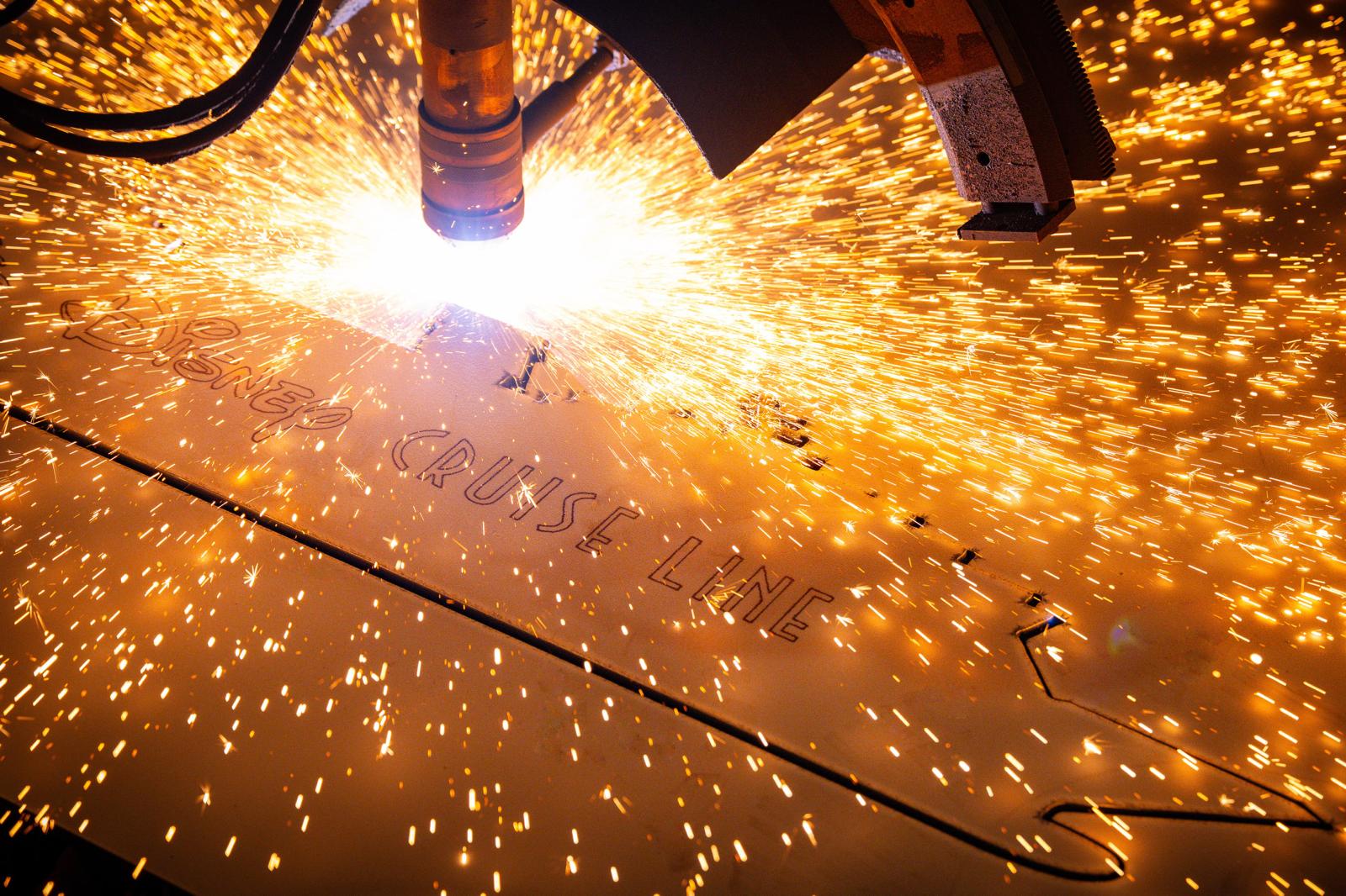 The steel cutting is a landmark moment that marks the start of the building of a new cruise ship