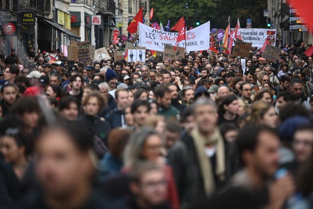 <p>Crowds taking part in the ‘Block Everything’ protest in Bordeaux, France</p>