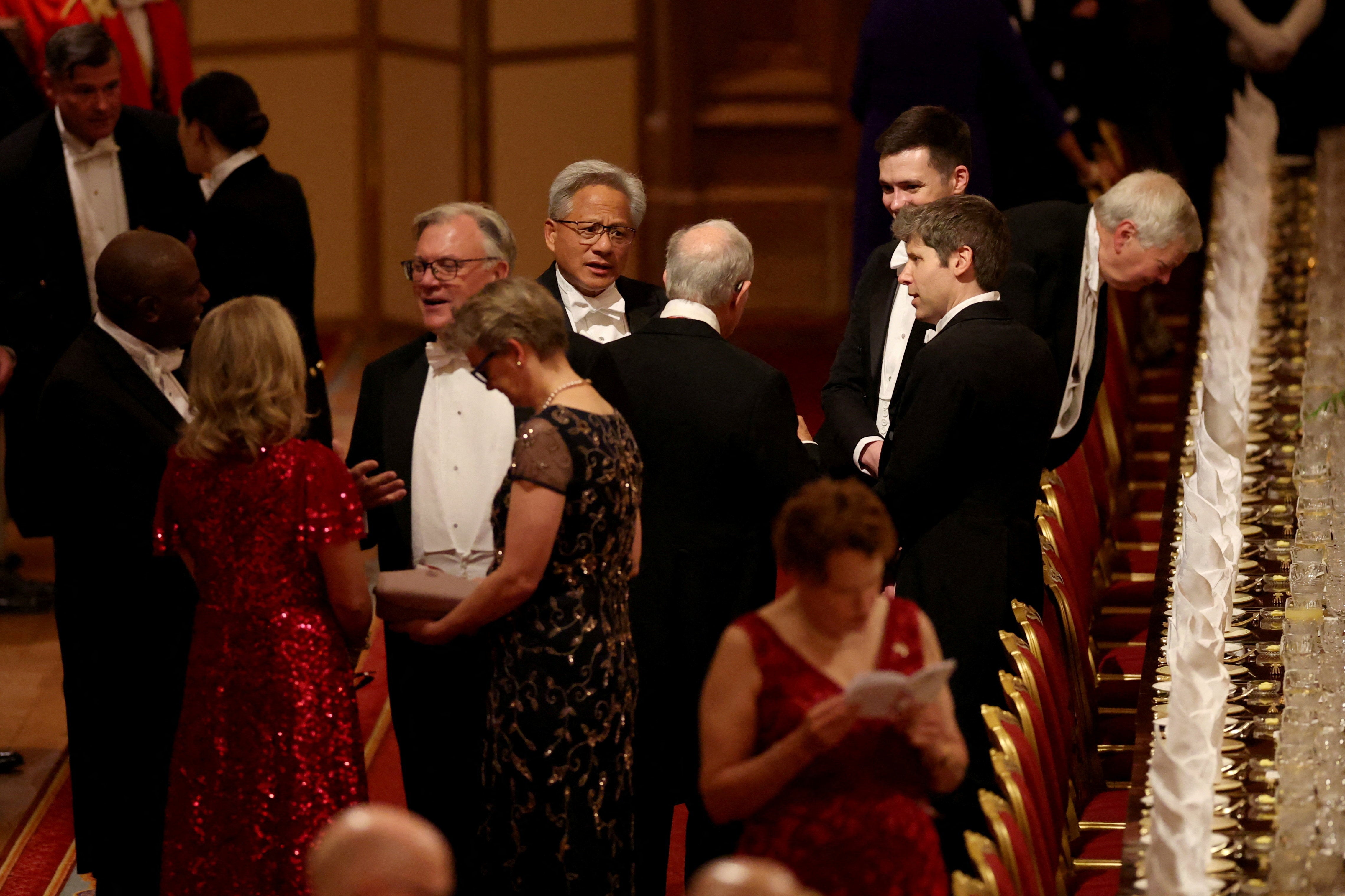 The bosses of tech giants OpenAI and Nvidia were pictured at the royal banquet hosted by King Charles III, as part of US President Donald Trump’s state visit to the UK.