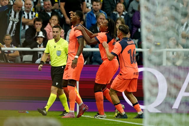 Marcus Rashford struck twice in the second half at Newcastle (Owen Humphreys/PA)