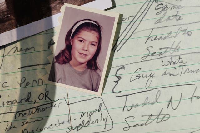 <p>A school photo of Marion Vinetta Nagle McWhorter, who disappeared in 1974 in Oregon and whose remains were recently confirmed by DNA from her sister Valerie Nagle, is seen over notes taken by Nagle about McWhorter's disappearance Thursday, Sept. 18, 2025, in Seattle. (AP Photo/Lindsey Wasson)</p>