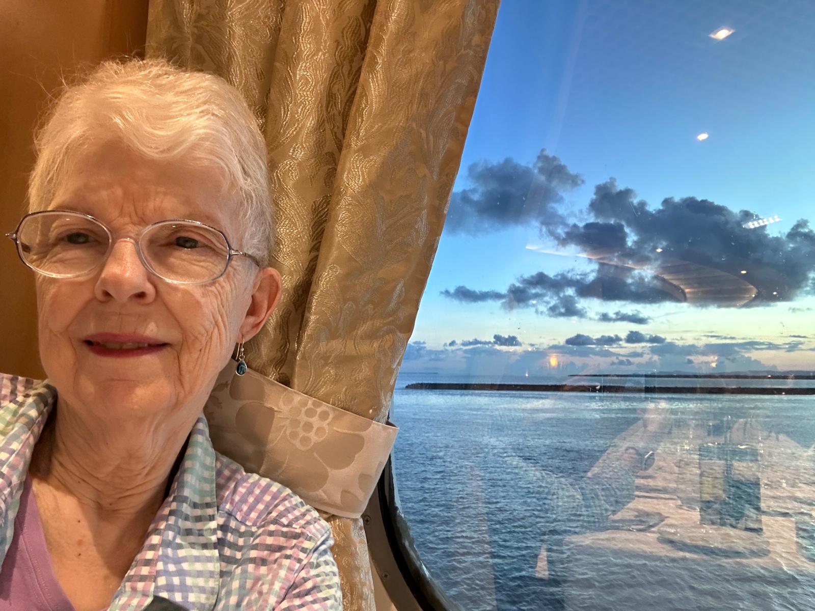 <p>Sharon Lane, 77, moved aboard Villa Vie Residences’ ‘Odyssey’ cruise ship permanently in June to spend life out in the ocean </p>