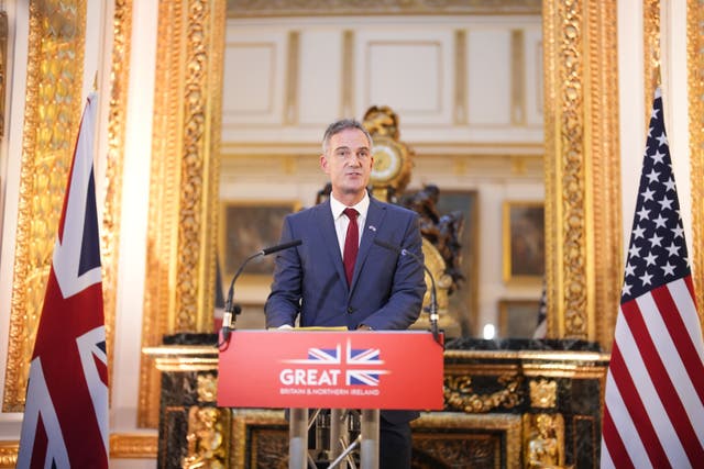 Business and Trade Secretary Peter Kyle hosted a business reception at Lancaster House (Jordan Pettit/PA)