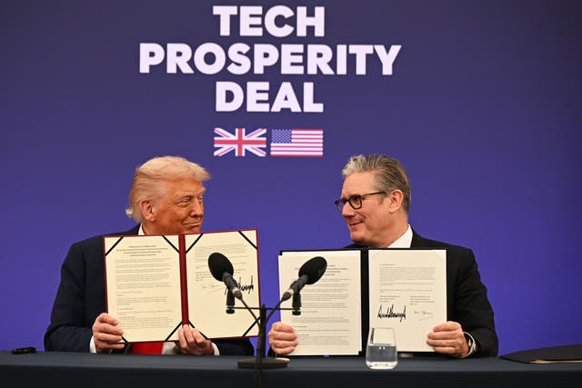 Donald Trump, left, and Sir Keir Starmer have signed the tech prosperity deal (Leon Neal/PA)
