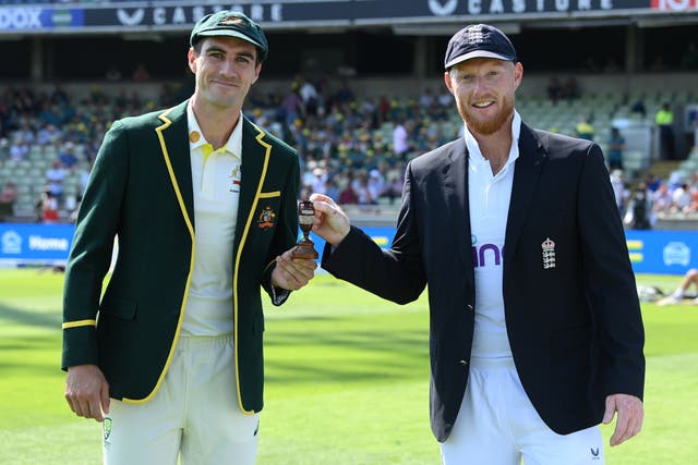 <p>Pat Cummins (left) is optimistic he will return to play some part in the Ashes against Ben Stokes’s England (Stu Forster/PA)</p>