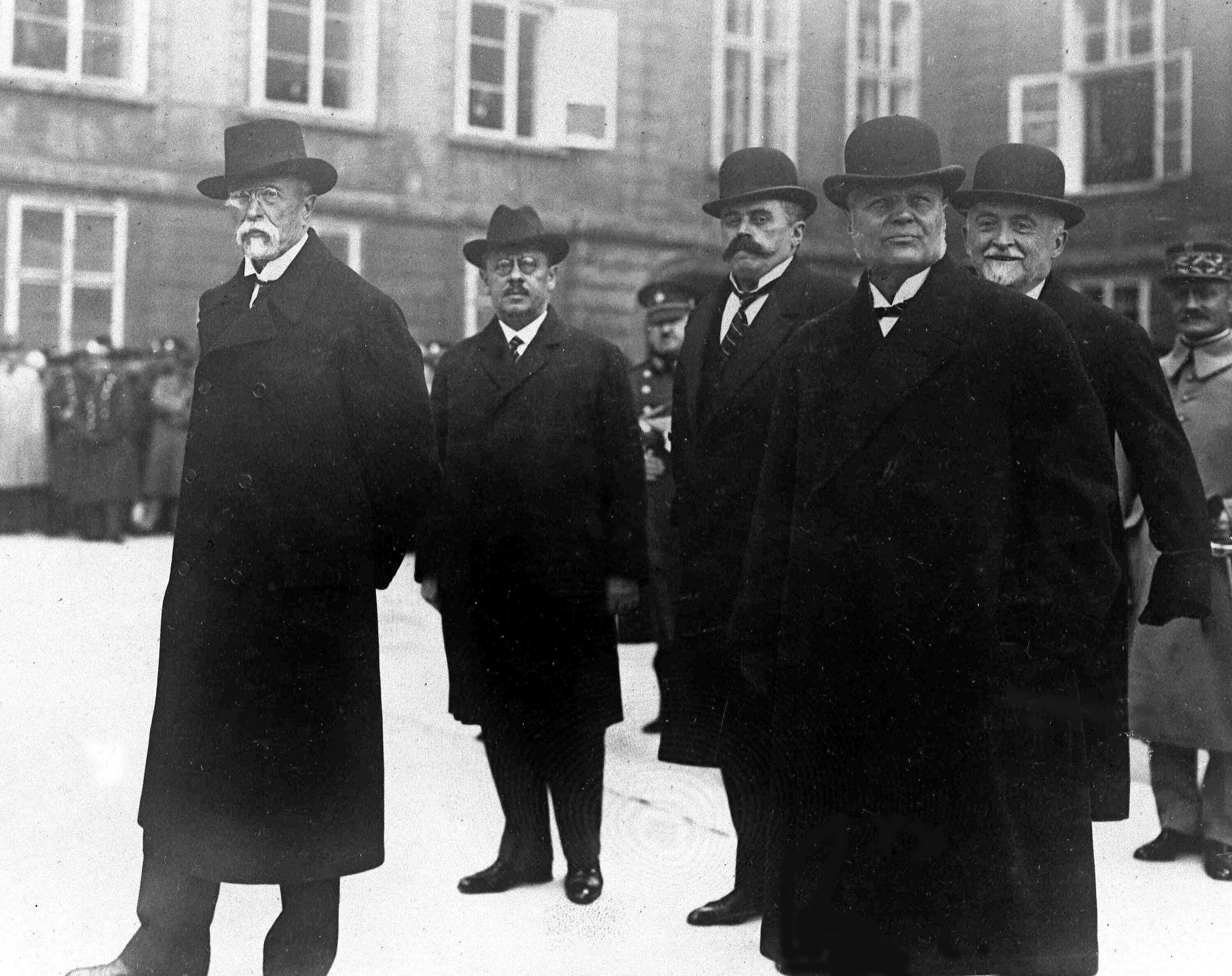 <p>President of Czechoslovakia Tomas Masaryk, left, and Prime Minister Antonin Svehla, right, in Prague, Nov. 1927. (AP Photo, File)</p>