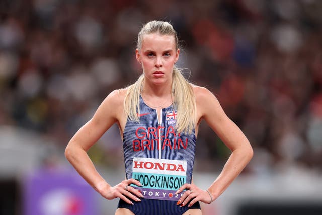 <p>Keely Hodgkinson of Team Great Britain prepares to compete in the Women's 800m</p>