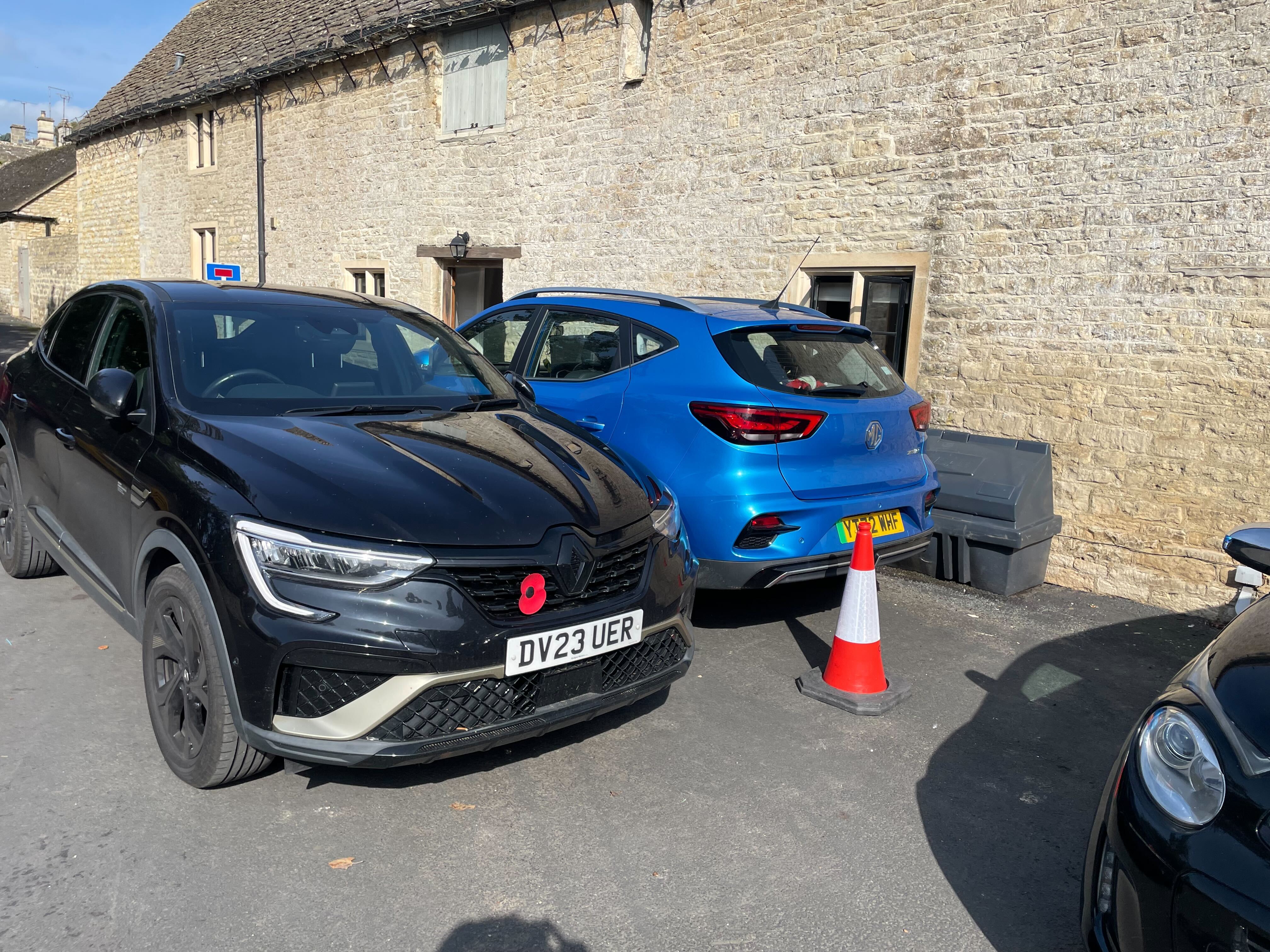 Villager Frank was unhappy a motorist parked their car outside his home, despite the traffic cones put down