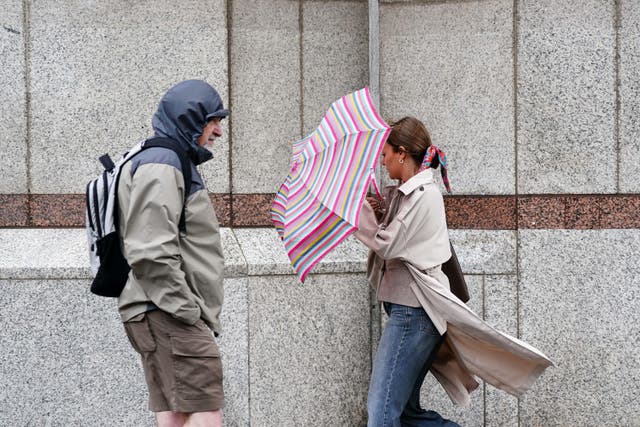 Gusts of up to 75mph are possible, the Met Office said (Jacob King/PA)