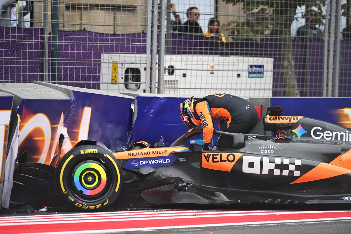 F1 Azerbaijan GP LIVE: Race latest updates as Oscar Piastri crashes out on lap one in chaotic start