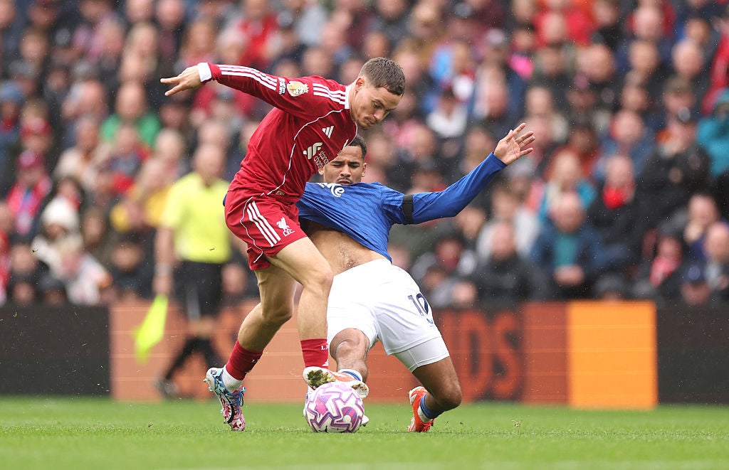 Florian Wirtz (left) in action against Everton