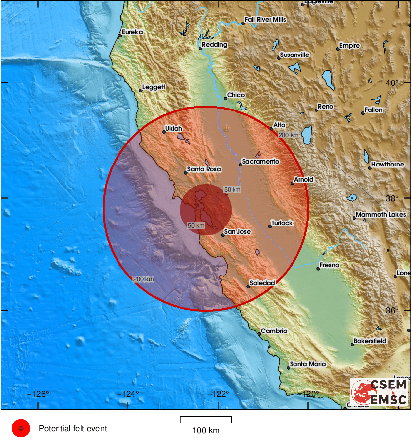 The earthquake shook much of the Bay Area awake early Monday morning, but there were no reports of injuries