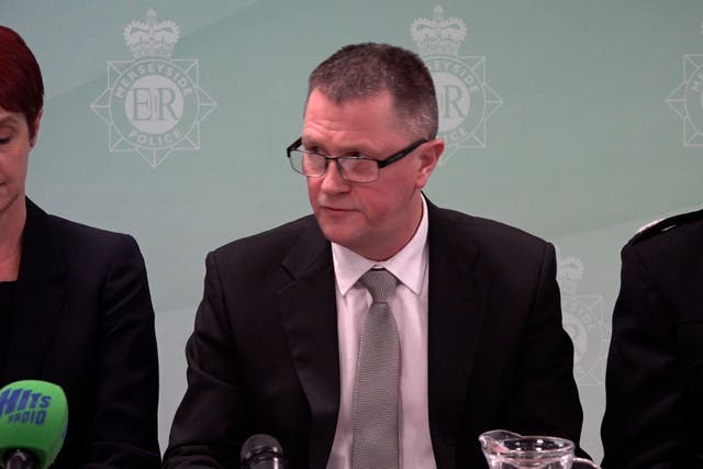 Detective Chief Inspector Jason Pye, the senior investigating officer, speaking at Merseyside Police HQ (Eleanor Barlow/PA)