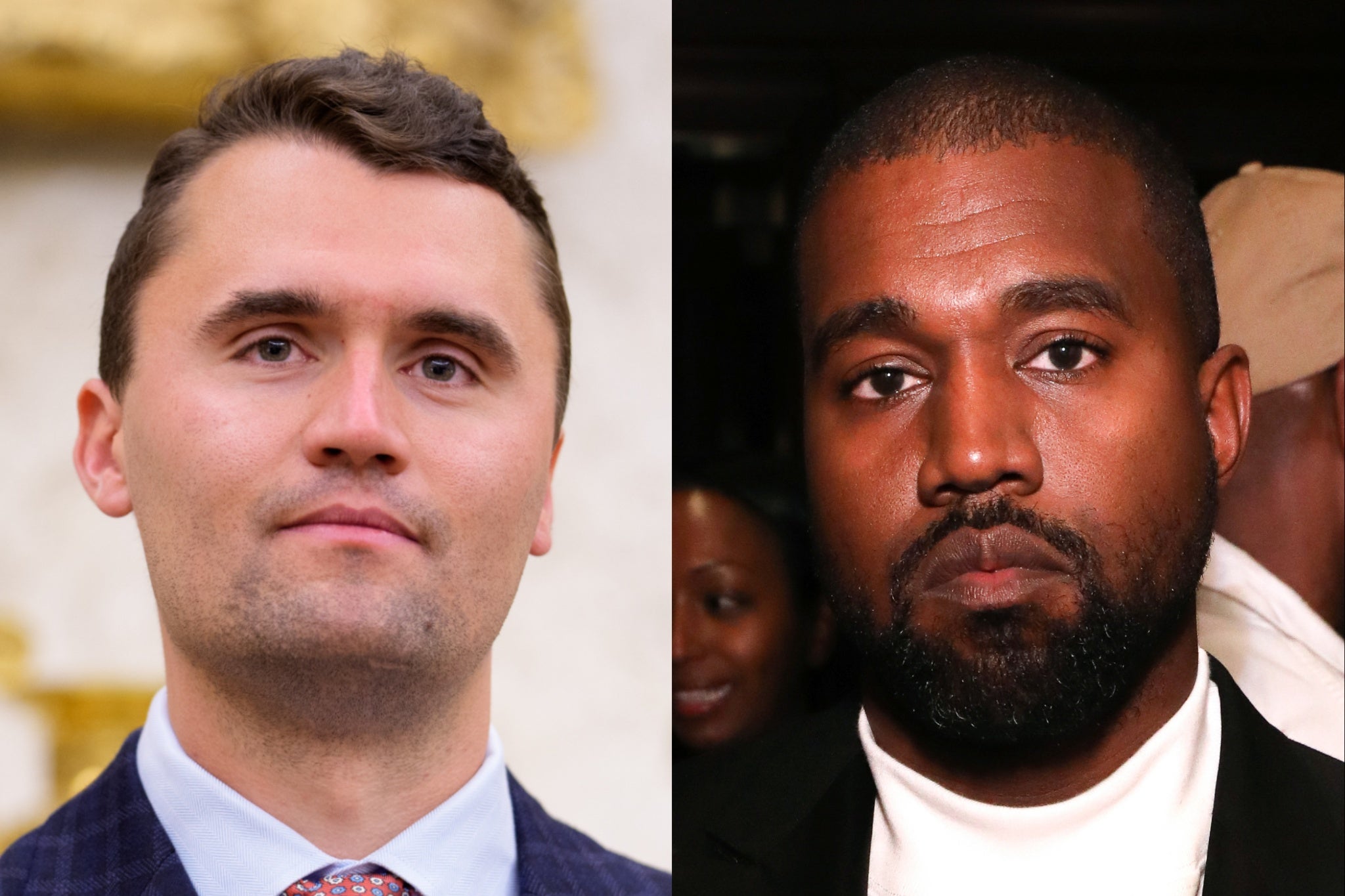 <p>Charlie Kirk and Kanye West</p>
