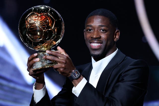 <p>Ousmane Dembélé gana su primer Balón de Oro con el PSG en la Liga de Campeones</p>
