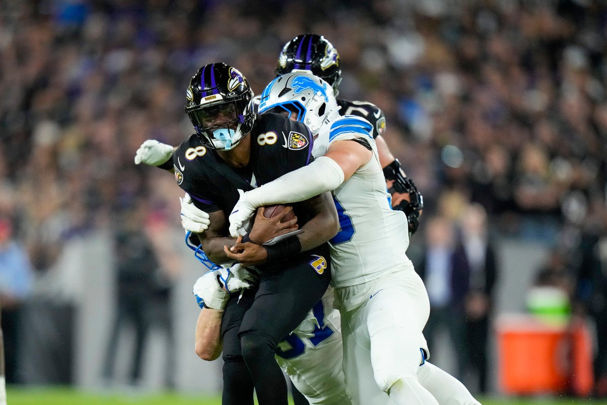Lamar Jackson sacked seven times as Detroit Lions eclipse Baltimore Ravens 38-30
