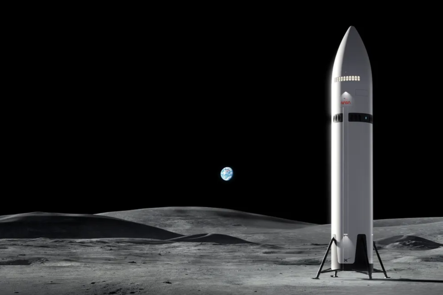 A concept of SpaceX's Starship Human Landing System (HLS)