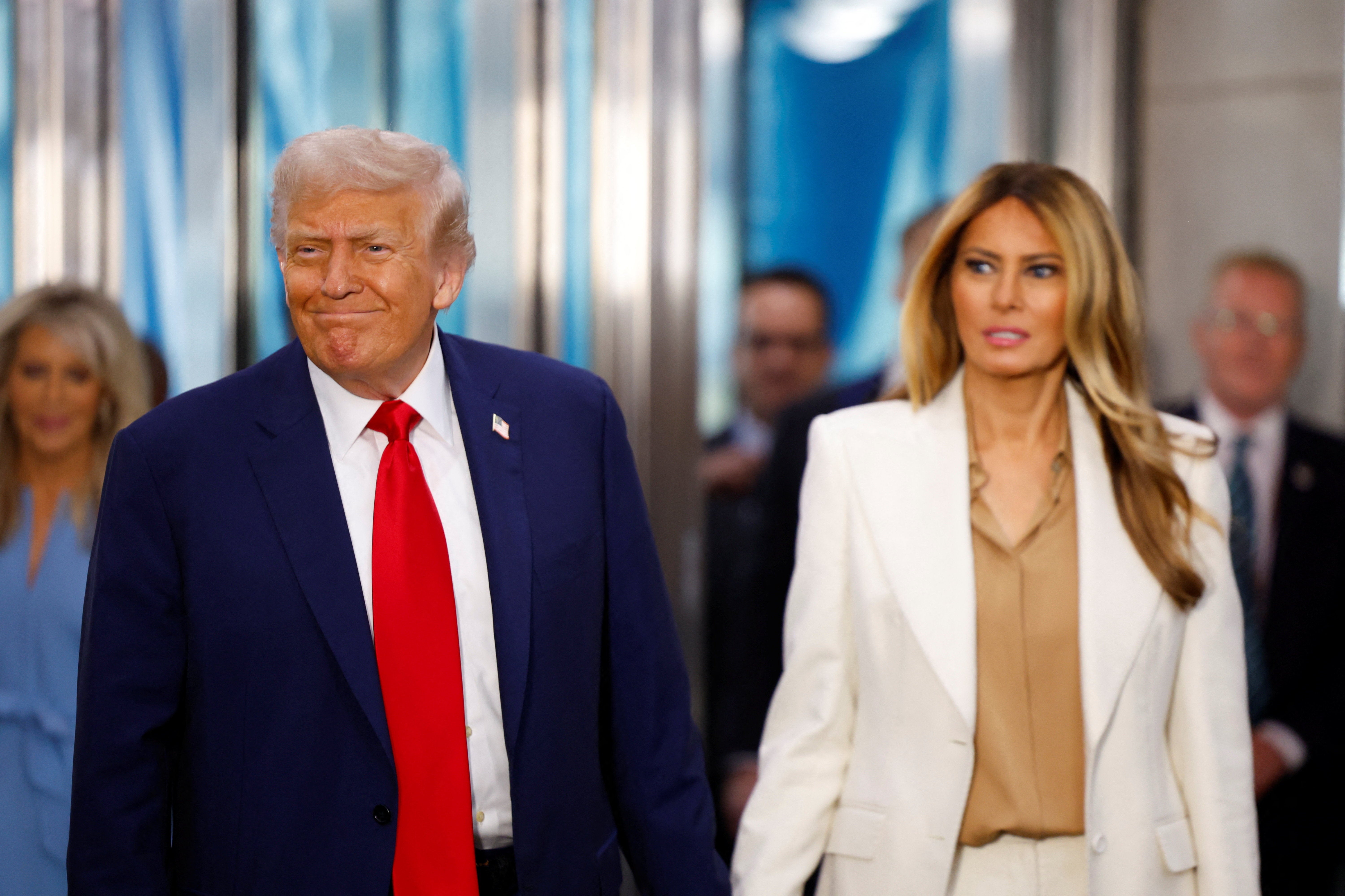 President Donald Trump and First Lady Melania Trump arrive at the United Nations for the 2025 General Assembly