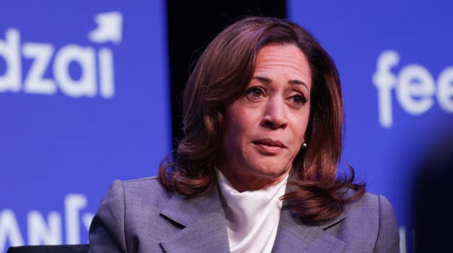 <p>Kamala Harris blamed ‘people not voting’ for her defeat to Donald Trump during a stop on her book tour</p>