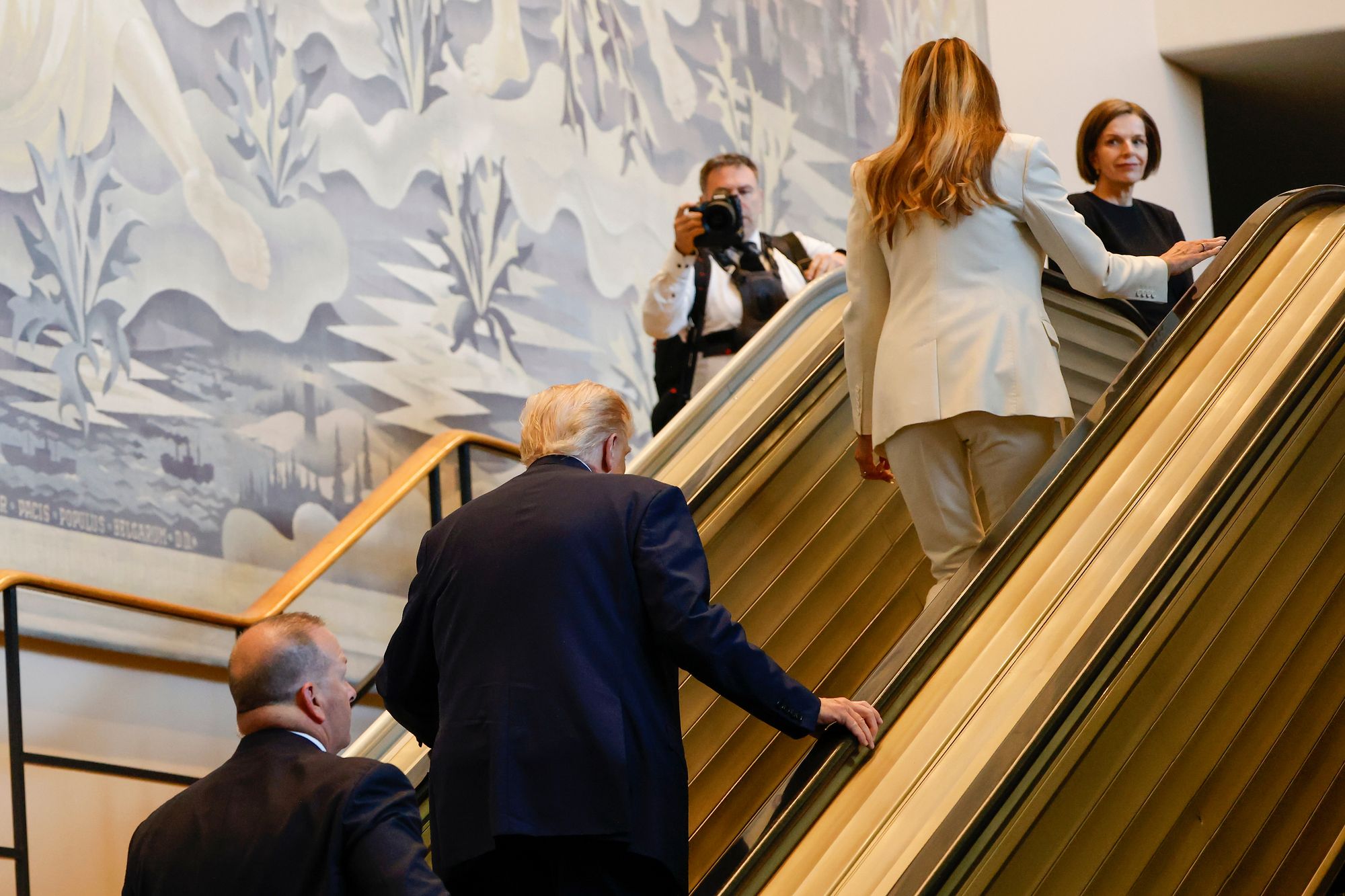 The president also continues to complain about and escalator that broke down while he and First Lady Melania were riding on it, and the teleprompter, which also malfunctioned during his speech