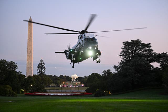<p>A Washington, D.C., man allegedly pointed a red laser beam at Marine One, which was transporting President Donald Trump to Mount Vernon Saturday night</p>