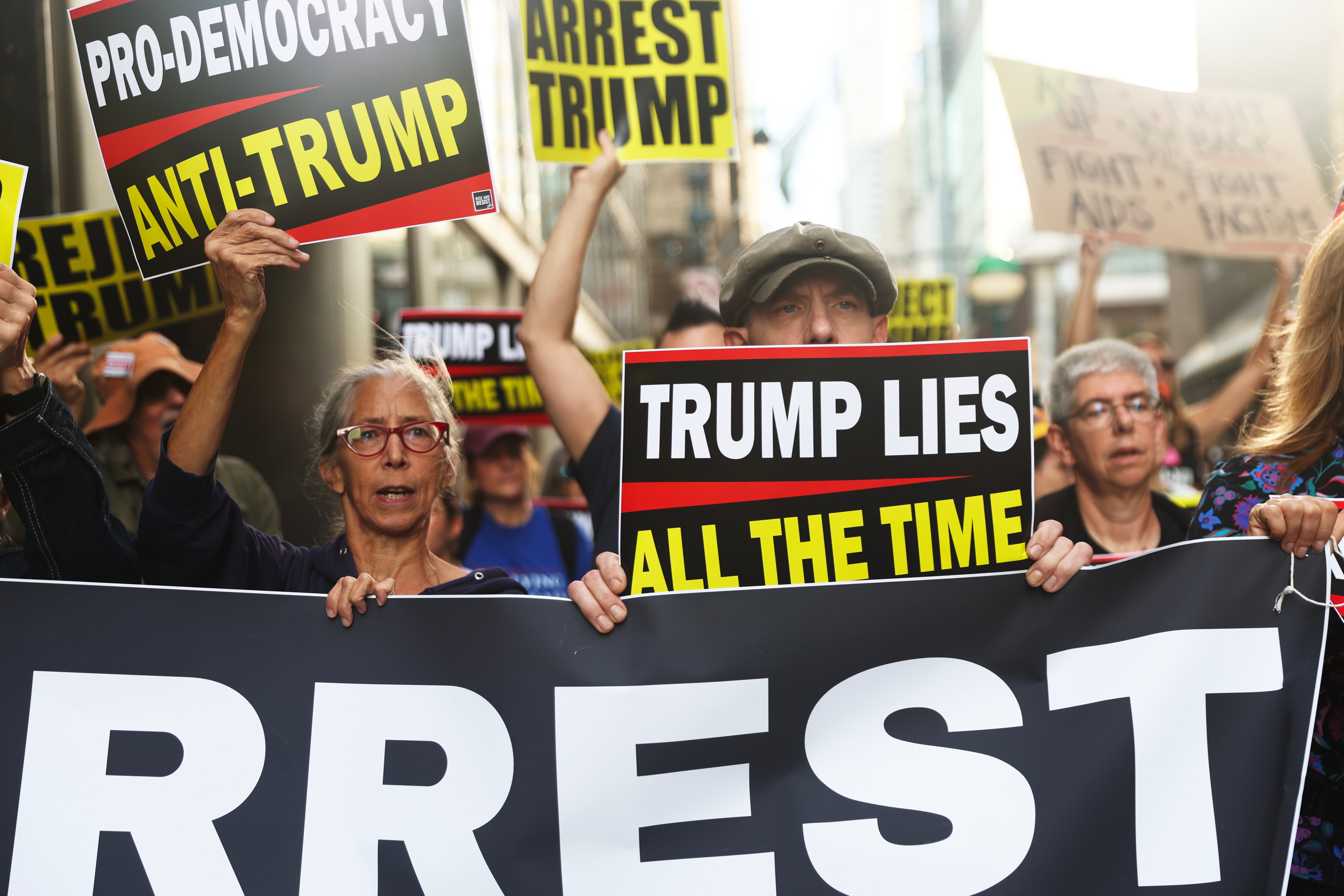 Protesters rally against Trump outside the United Nations