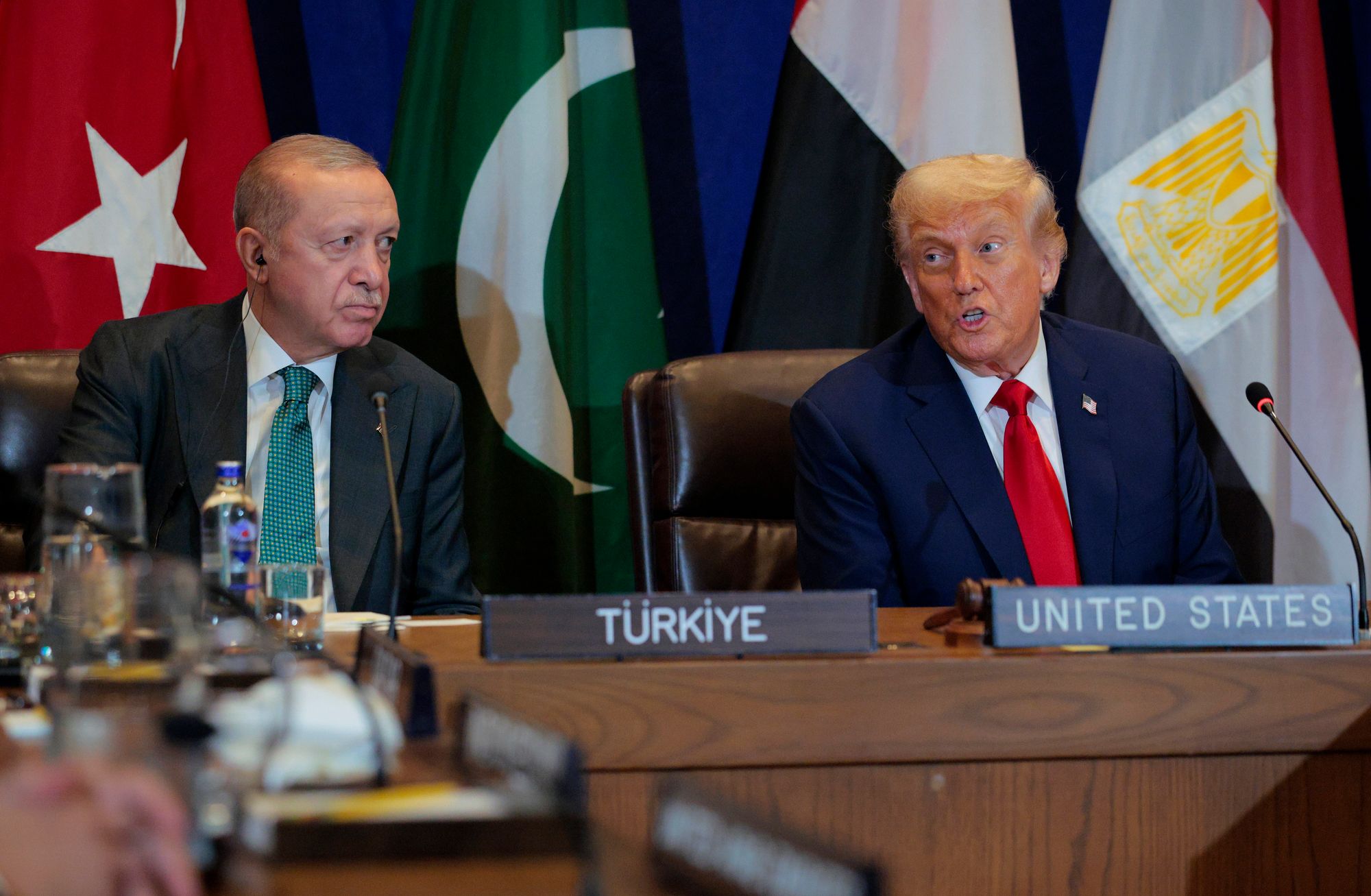Turkish president Recep Tayyip Erdogan and Trump at the meeting on Tuesday