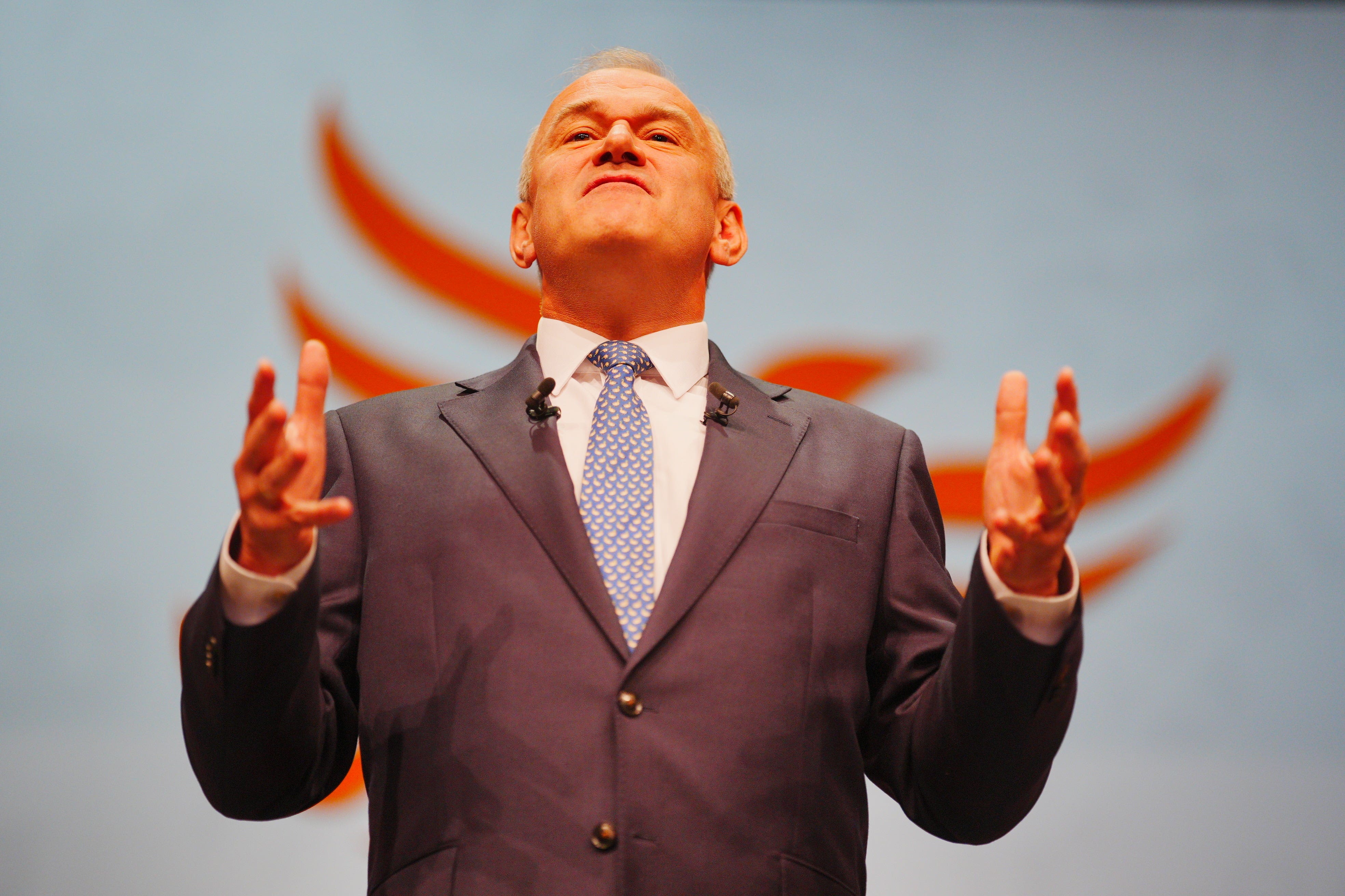 Liberal Democrat leader Sir Ed Davey delivers his speech during the autumn conference at the Bournemouth Conference Centre in Dorset (Ben Birchall/PA)