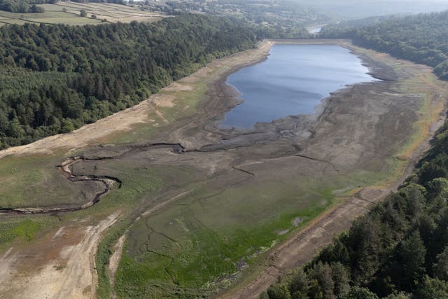 Low water at Broomhead Reservoir, South Yorkshire (Richard McCarthy/PA)