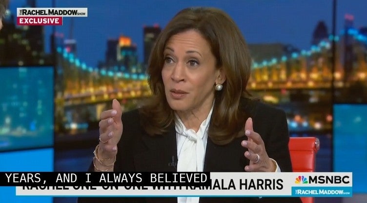 Kamala Harris cheered the return of Kimmel’s show while speaking to Rachel Maddow