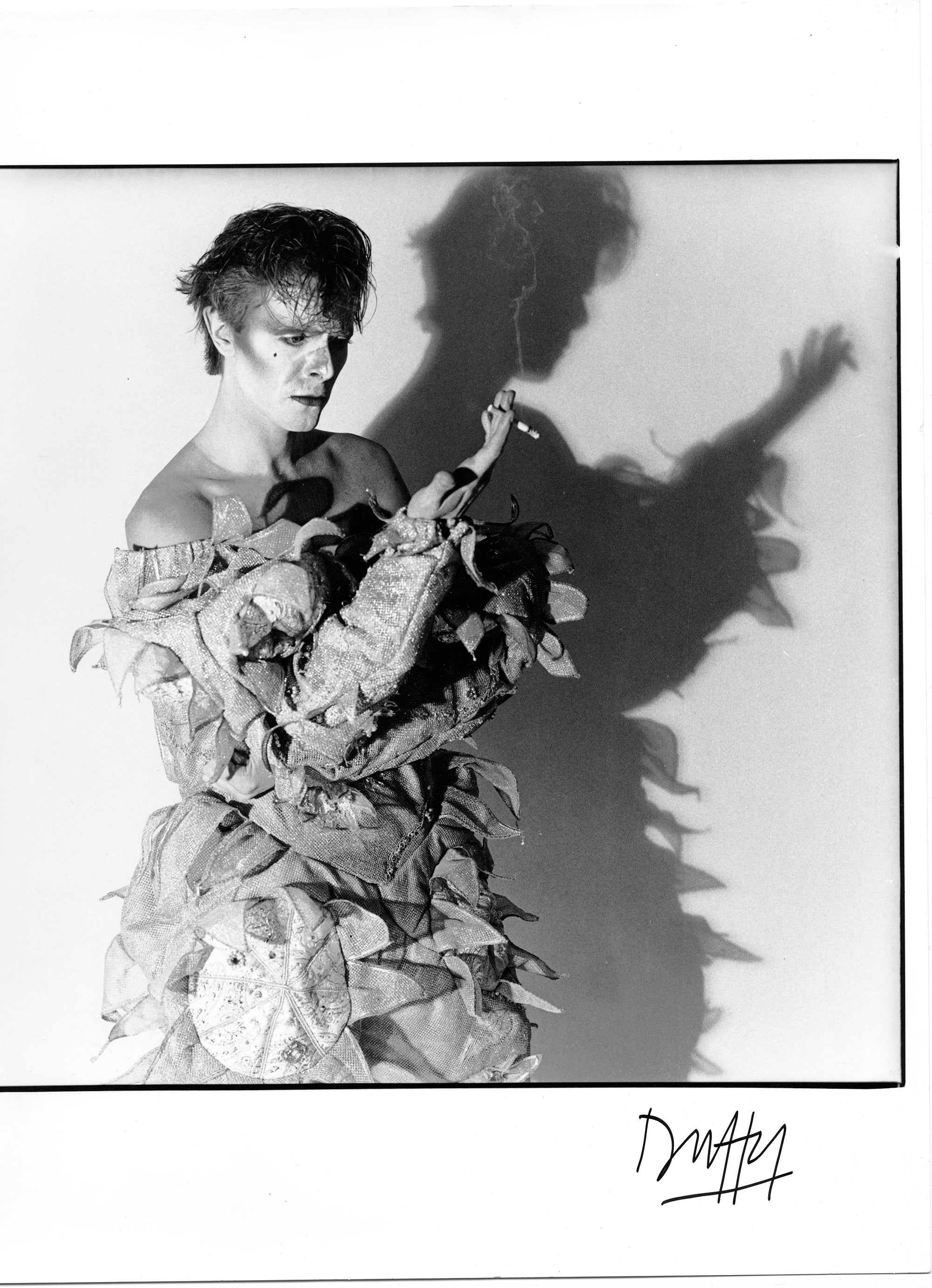 One of Five original vintage prints from the ‘Scary Monsters’ shoot with David Bowie as 'Pierrot', the sad clown, 1980