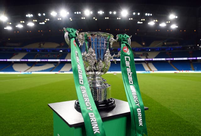 <p>A general view of the Carabao Cup Trophy</p>