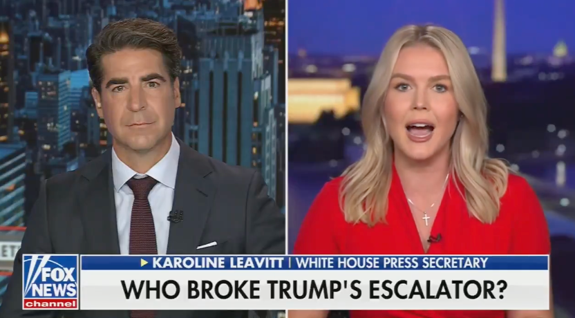 White House Press Secretary Karoline Leavitt told Fox News host Jesse Watters she suspects foul play