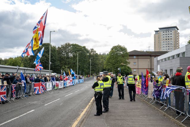 There have been regular protests outside the Cladhan Hotel in Falkirk (Lesley Martin/PA)