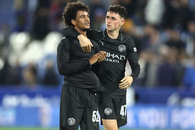 Phil Foden (right) starred for Manchester City (Nigel French/PA)