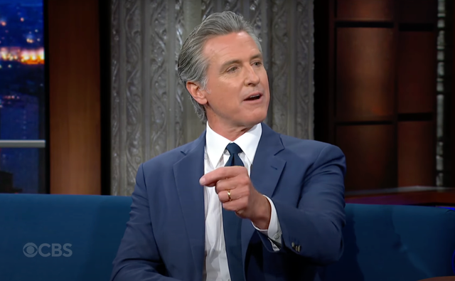 <p>California Gov. Gavin Newsom attacks President Donald Trump's administration on The Late Show with Stephen Colbert on Tuesday September 23, 2025</p>